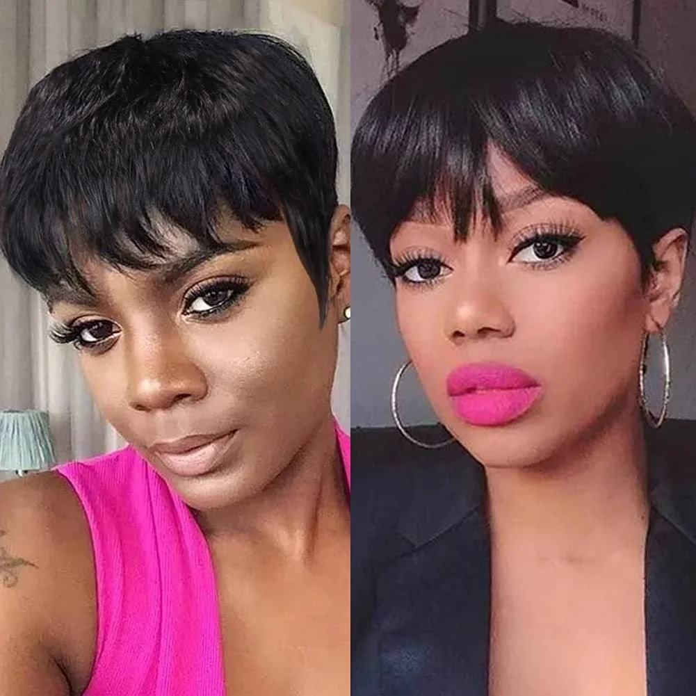 Wig Ladies Short Hair Chemical Fiber Short Headgear Black Short Wig