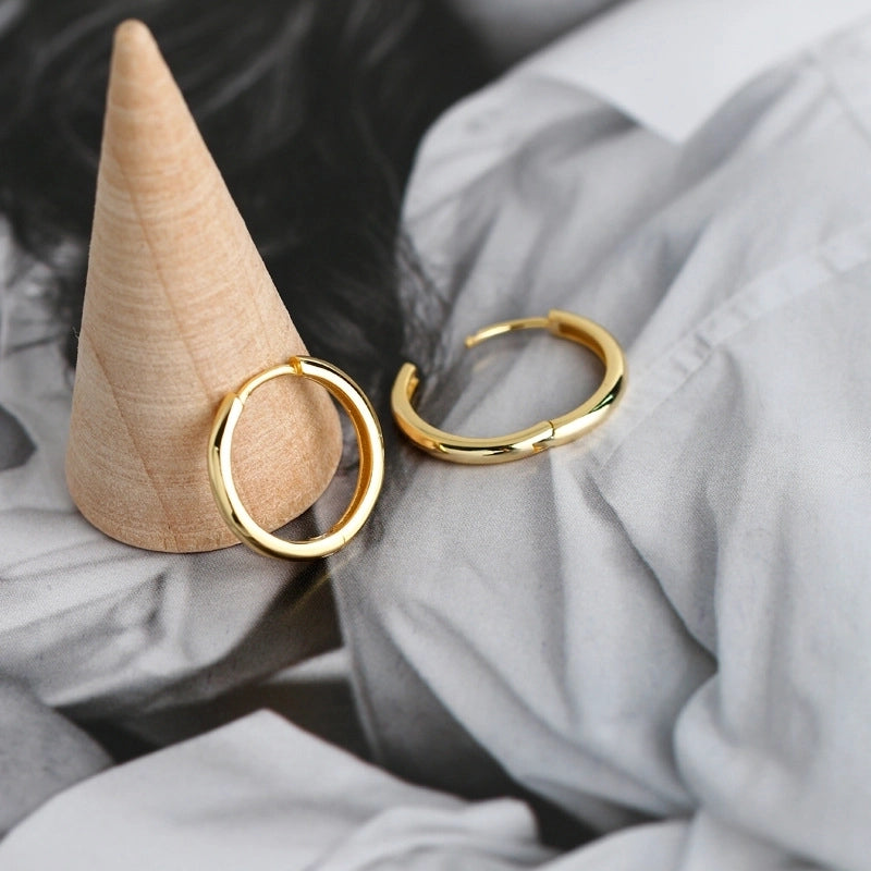 1 Pair 925 Sterling Silver Round Hoop Earrings