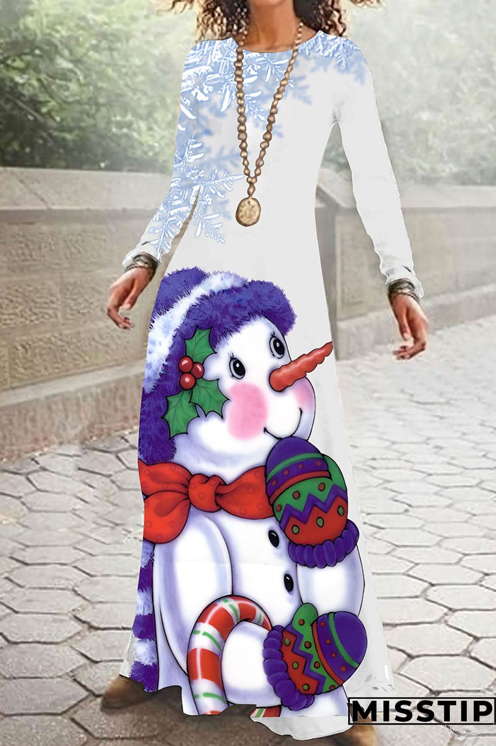 Light Blue Casual Print Patchwork O Neck A Line Dresses