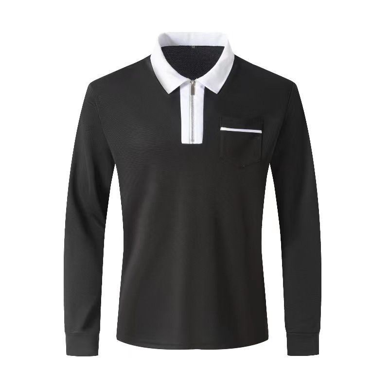 Mature Men Autumn Polo Shirts Tops Casual Shirts Cotton Sports Golf Tennis T-Shirts With Pockets