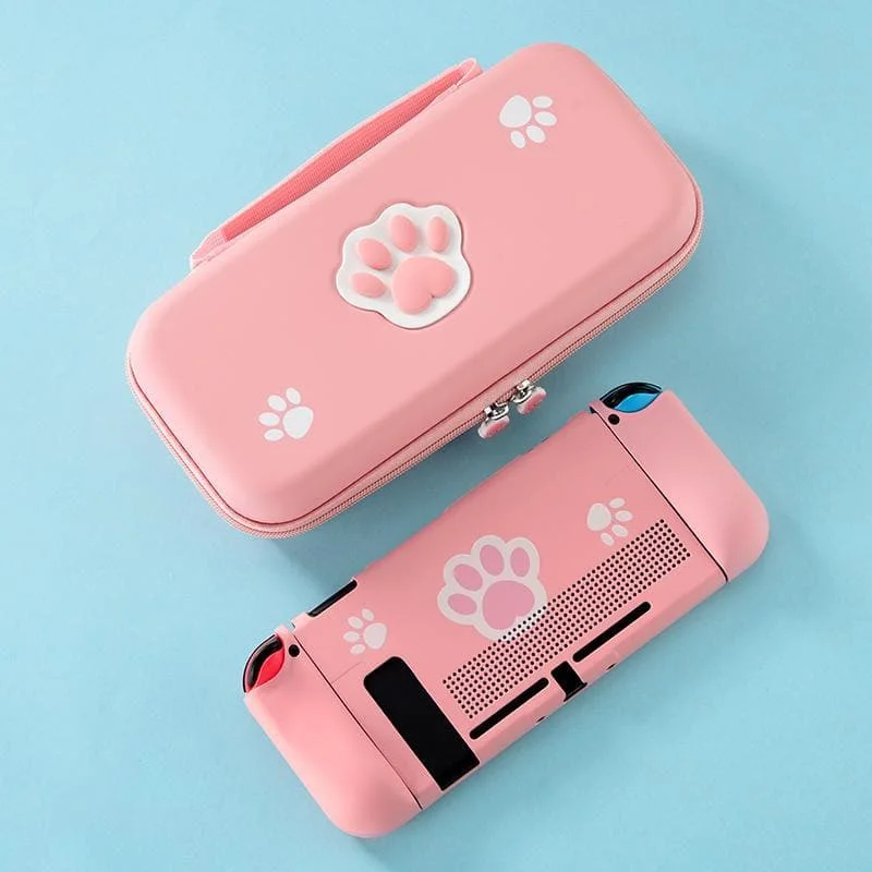 Kawaii Pink Cat Pastel Cute Paw Switch Protect Case and Store Bag SP16187