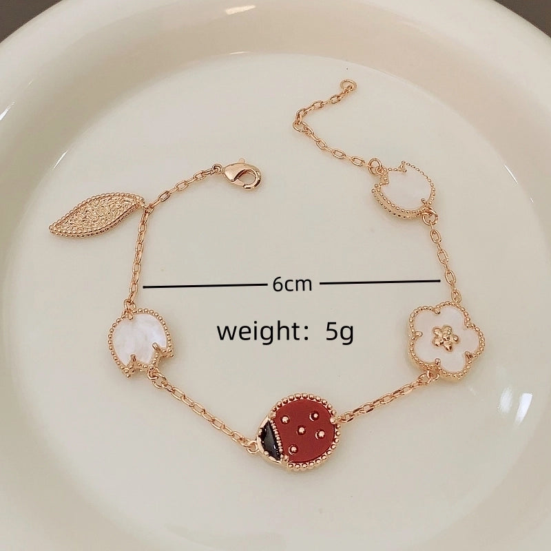 Copper 18K Gold Plated Inlay Insect Flower Zircon Bracelets