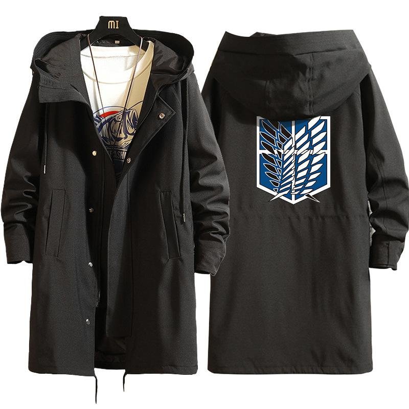 Attack on Titan Shingeki no Kyojin Black Long Coat Cosplay Costume