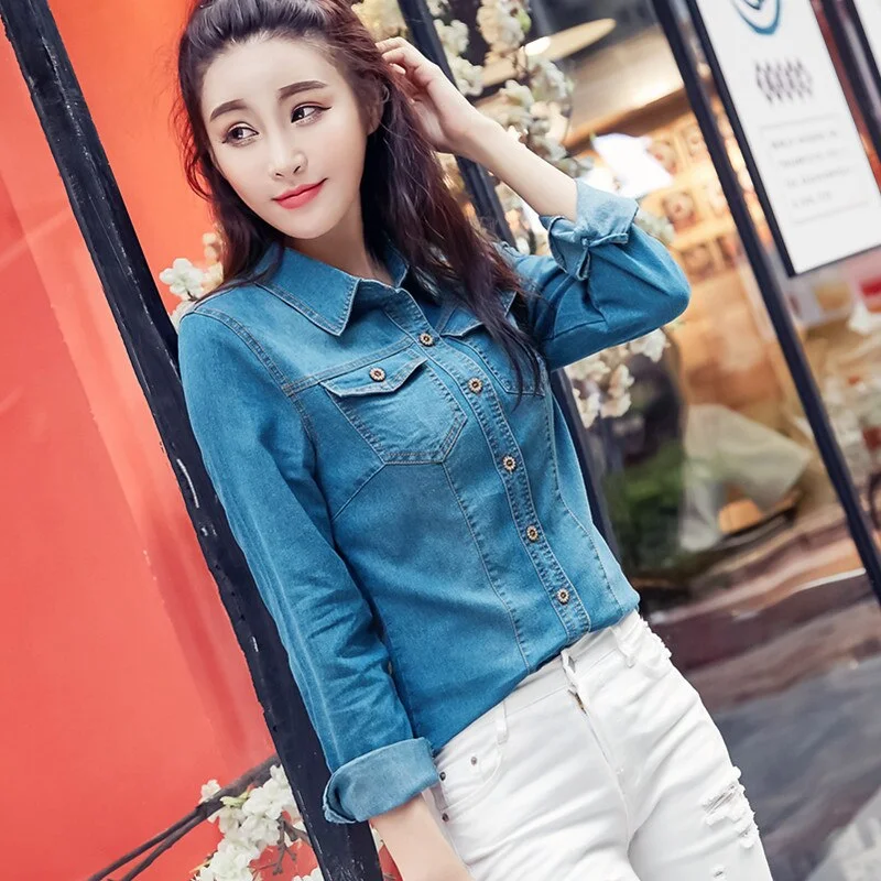 Jeans Jackets Women 2019 Autumn Ladies Jacket Coats Female Blue Long Sleeve Fashion Jaqueta Feminina Chaqueta Slim Denim Jacket