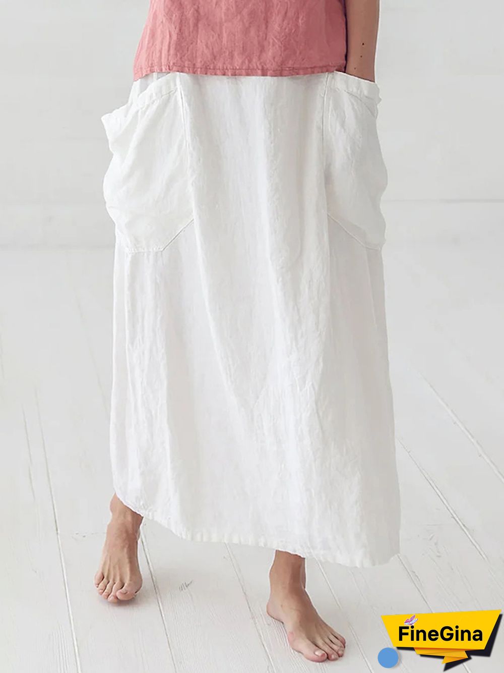 Marina Linen Elastic Waist Skirt