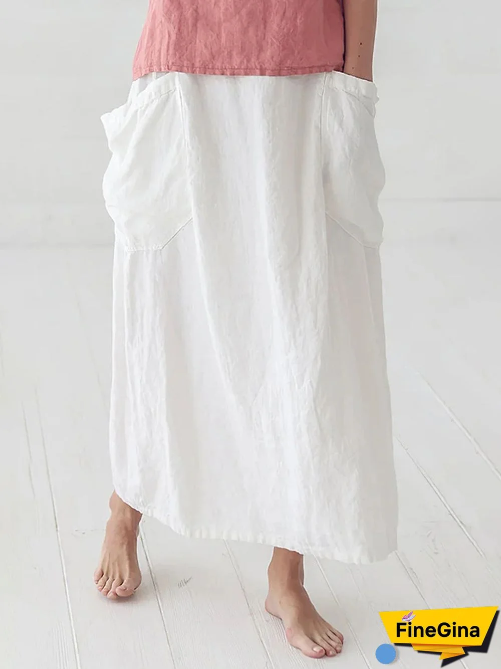 Marina Linen Elastic Waist Skirt