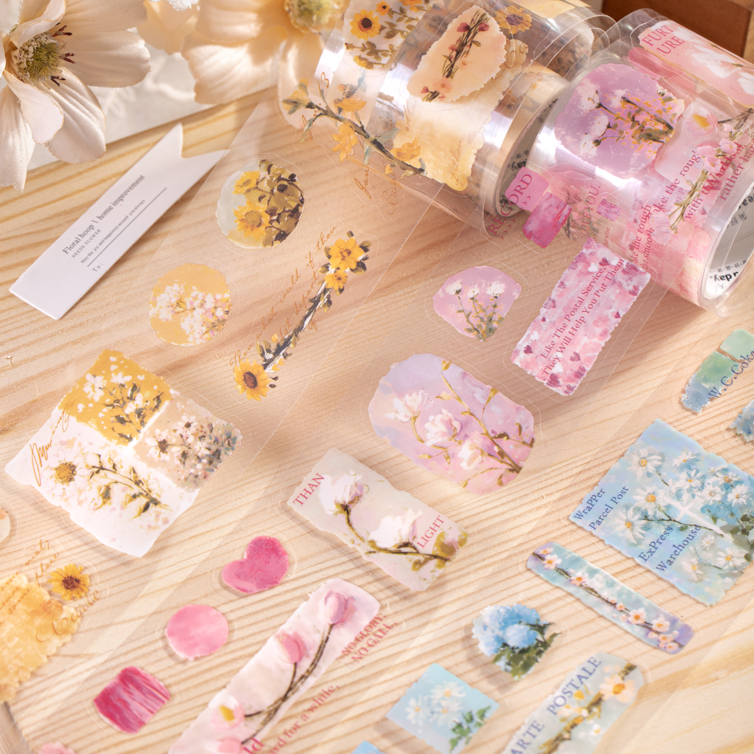 PET 테이프 - 50mm*200cm 꽃 클러스터 시리즈 빈티지 식물 꽃