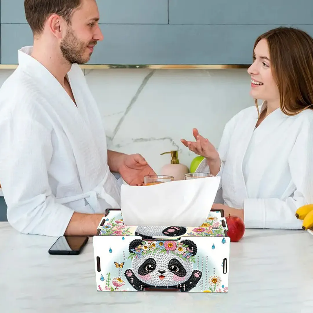 Panda DIY Diamond Art Paper Towel Holder for Home and Office Decoration