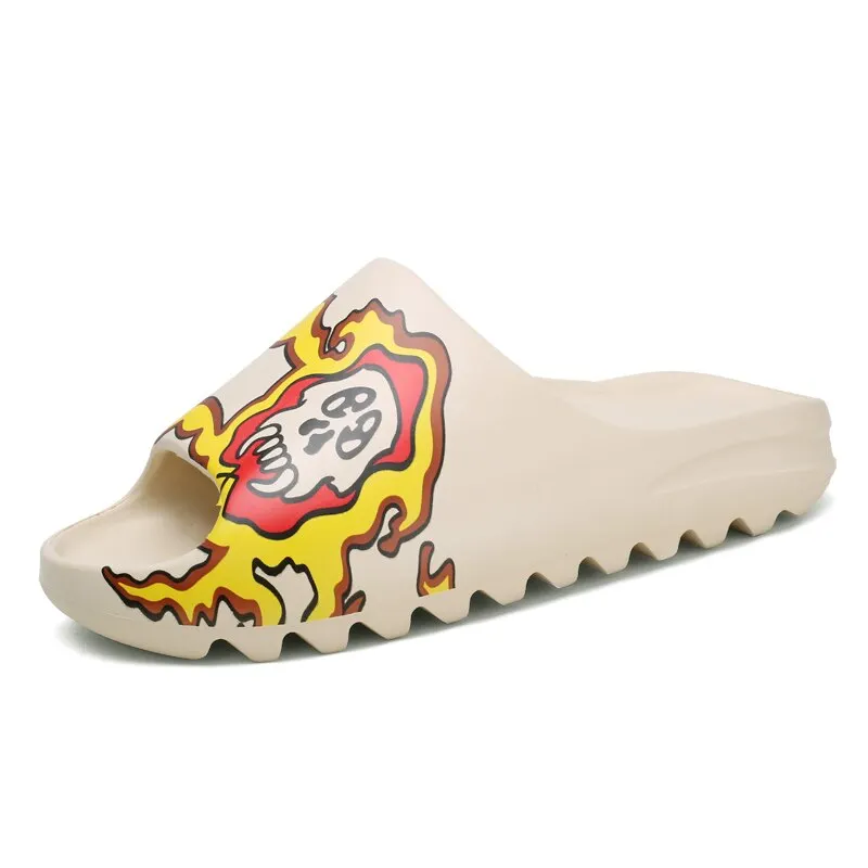 2021 Luxury Brand Slides Men Shoes Slippers Indoor House Slippers Graffiti Casual Beach Slipper Eva Quality Cartoon Shoes