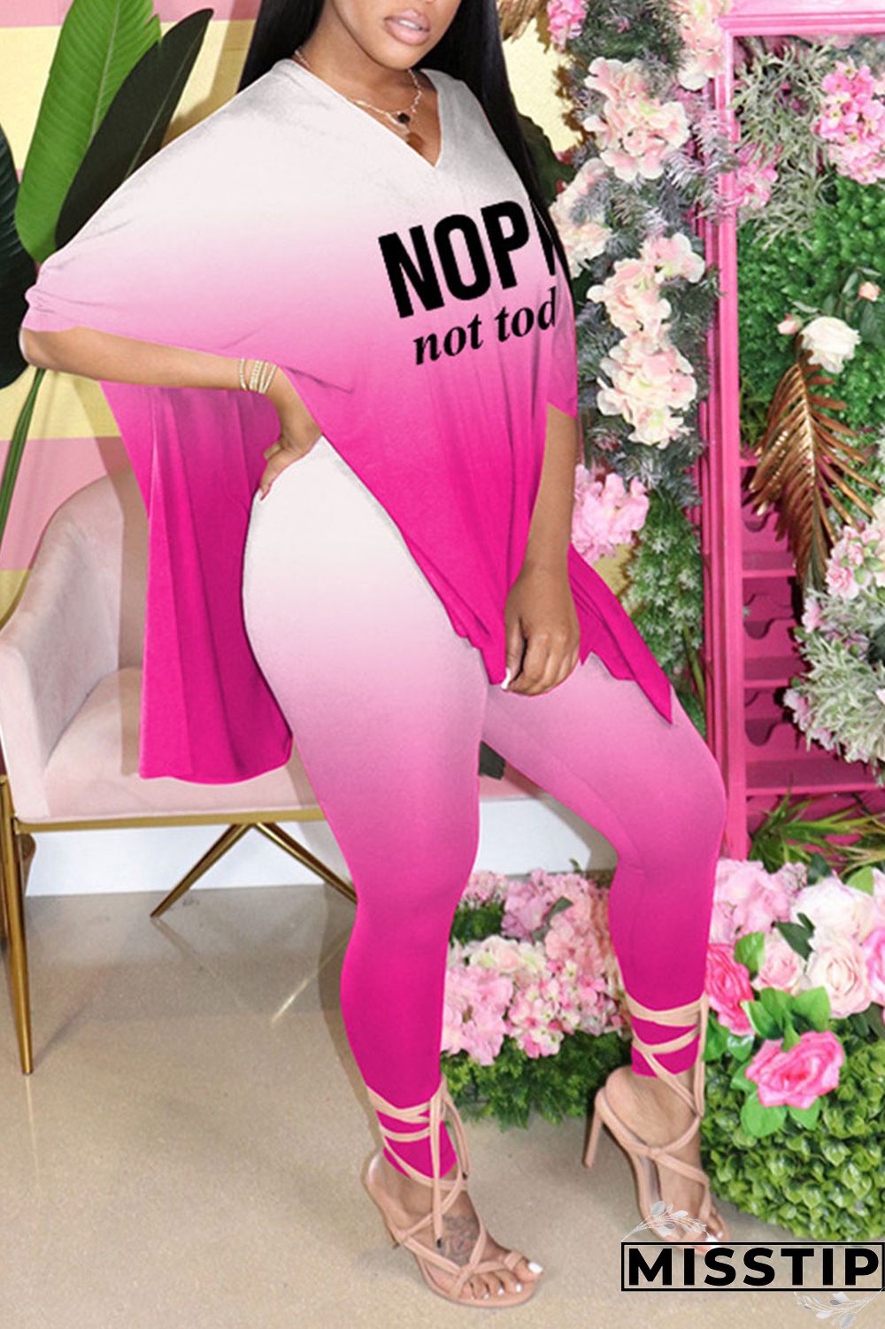 Black Casual Print Patchwork V Neck Short Sleeve Two Pieces