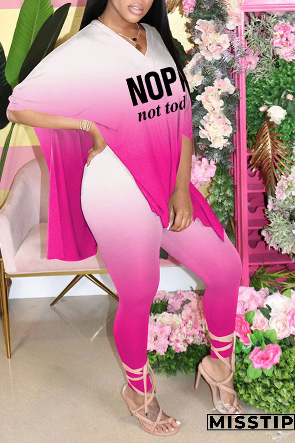 Black Casual Print Patchwork V Neck Short Sleeve Two Pieces