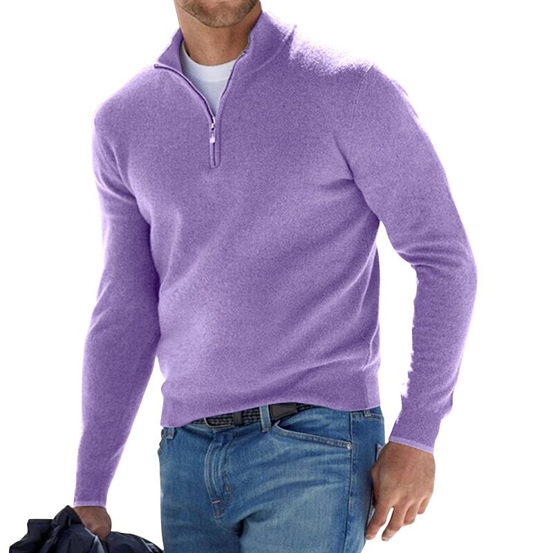 Simplicityd Men’s Cashmere Zipper Basic Sweater