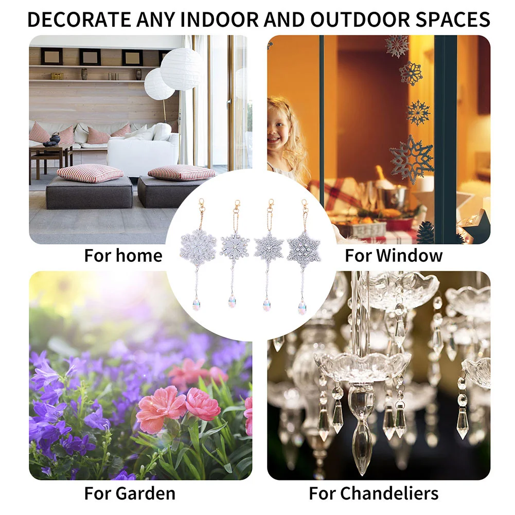 4pcs Christmas Snowfla Wind Chimes Holiday Party Indoor Outdoor Hanging Decoration