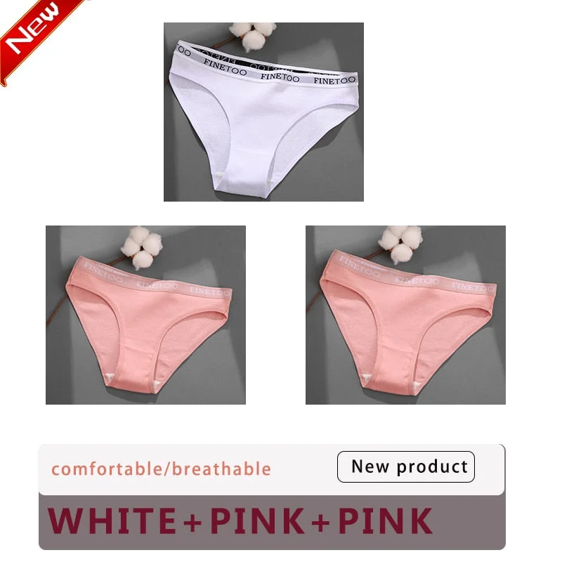 3PCS/Set Cotton Underwear For Woman Sexy Letter Panties Underpants Female M-XL Briefs Intimates Lingerie 6 Solid Color Pantys