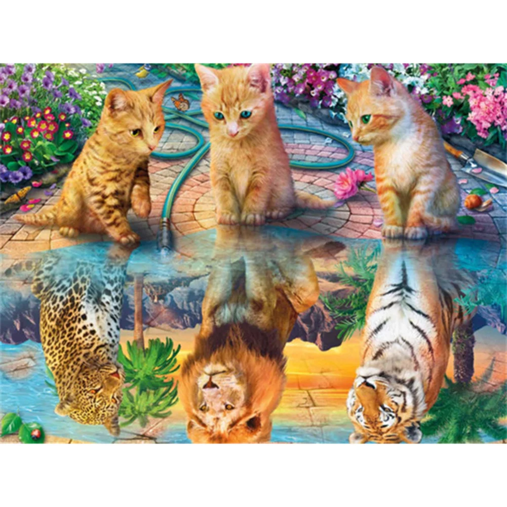 Lovely Cat Animal (canvas) full round or square drill diamond painting