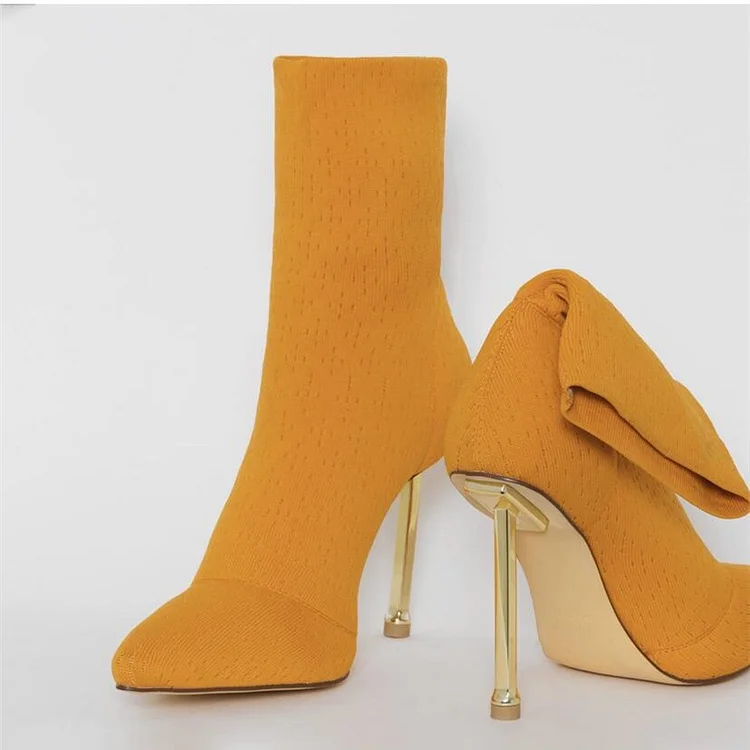 Custom Made Mustard Sock Boots |FSJ Shoes