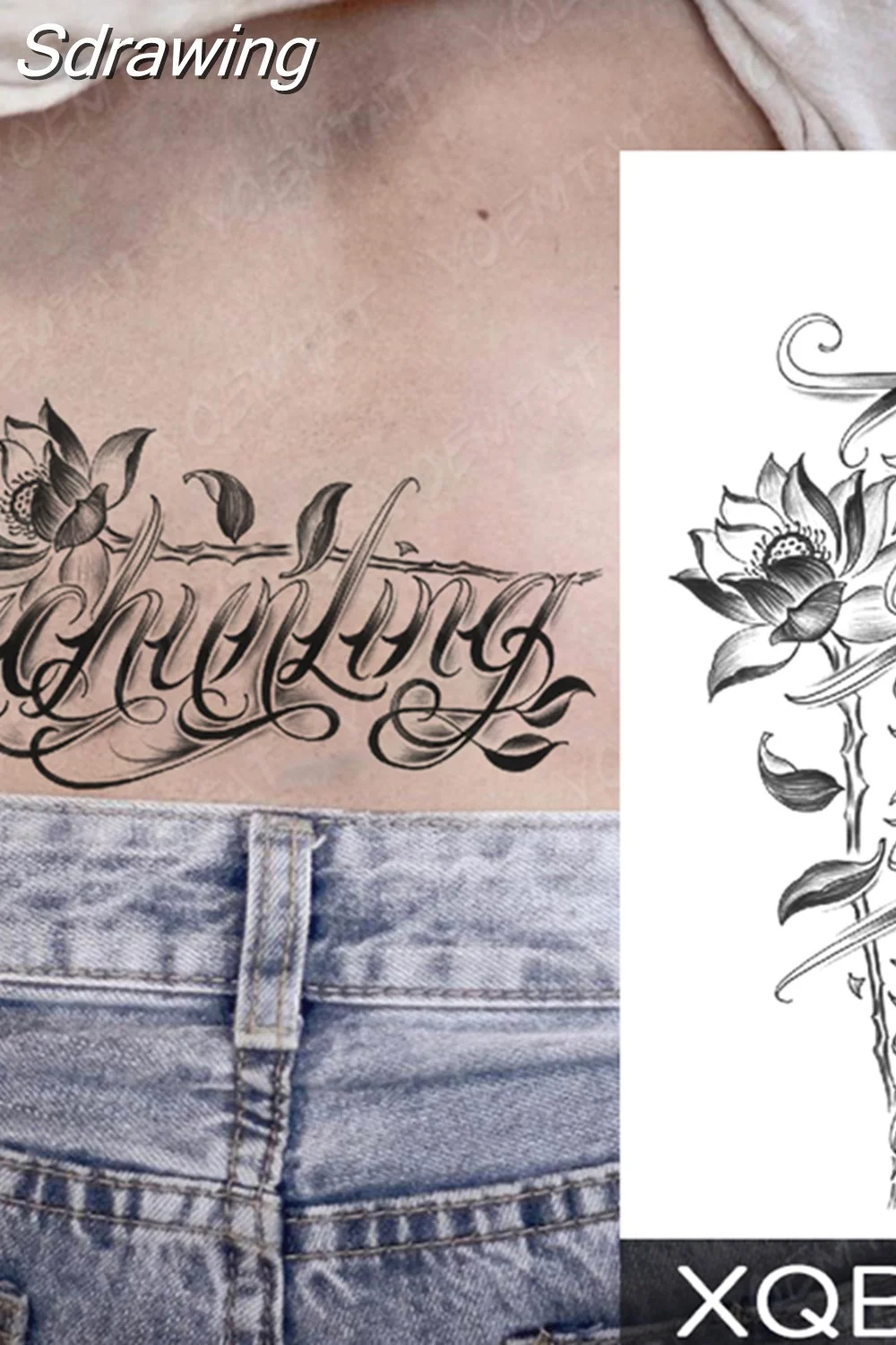 Sdrawing Temporary Tattoo Sticker Butterfly Flower Totem Flash Tatto Y2k Style Body Art Arm Leg Waist Fake Tatoo Men Women