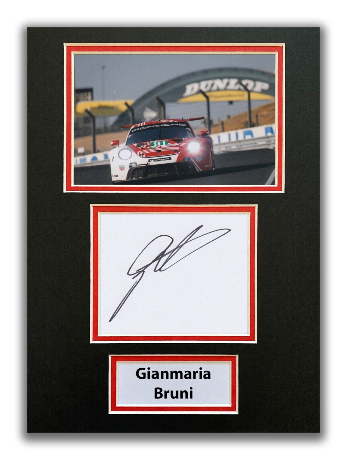 GIANMARIA BRUNI HAND SIGNED A4 MOUNTED Photo Poster painting DISPLAY - PORSCHE - LE MANS 2020 1.