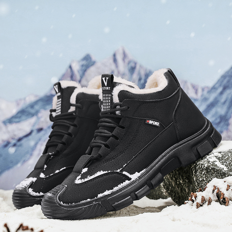 Localnetstore shoes for mens dress Warm Winter Boots With Fur Sneakers Men Snow Boots Waterproof Outdoor Boots Ankle cotton Shoes plush warm Casual Men Shoes