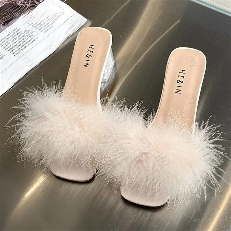 Breakj Women Slippers Summer 2021 New Fashion Stiletto Sandals Open Toe High Heel Zapatillas Mujer Casa Sapatos Femininos