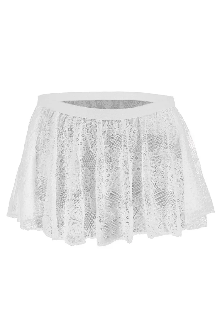 See Through Lace Low Rise Red Mini Skirt