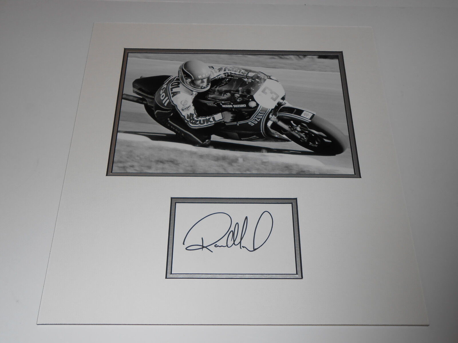 Randy Mamola Hand Signed Suzuki Photo Poster painting Mounted Large.