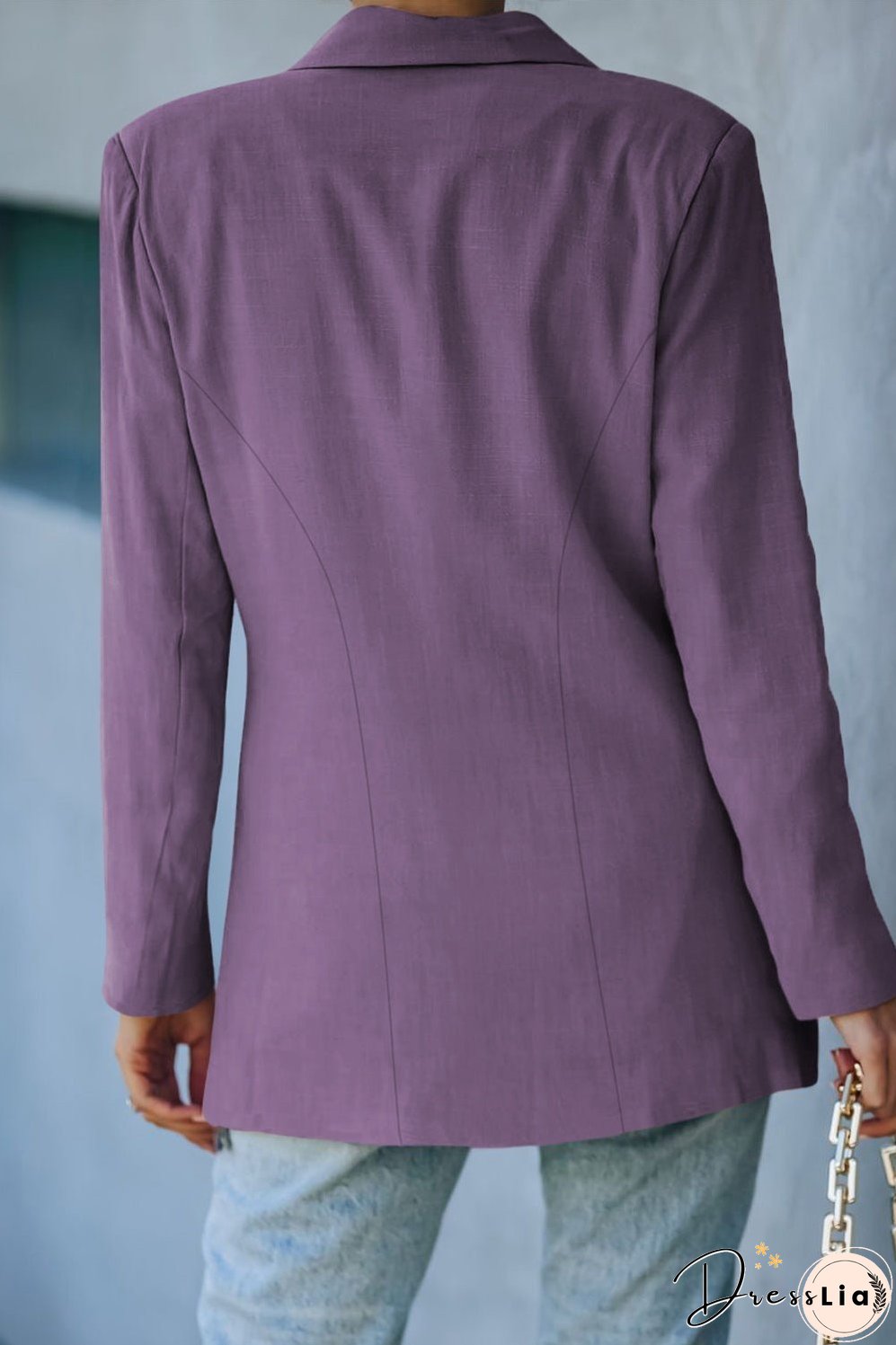 Double-Breasted Padded Shoulder Blazer with Pockets