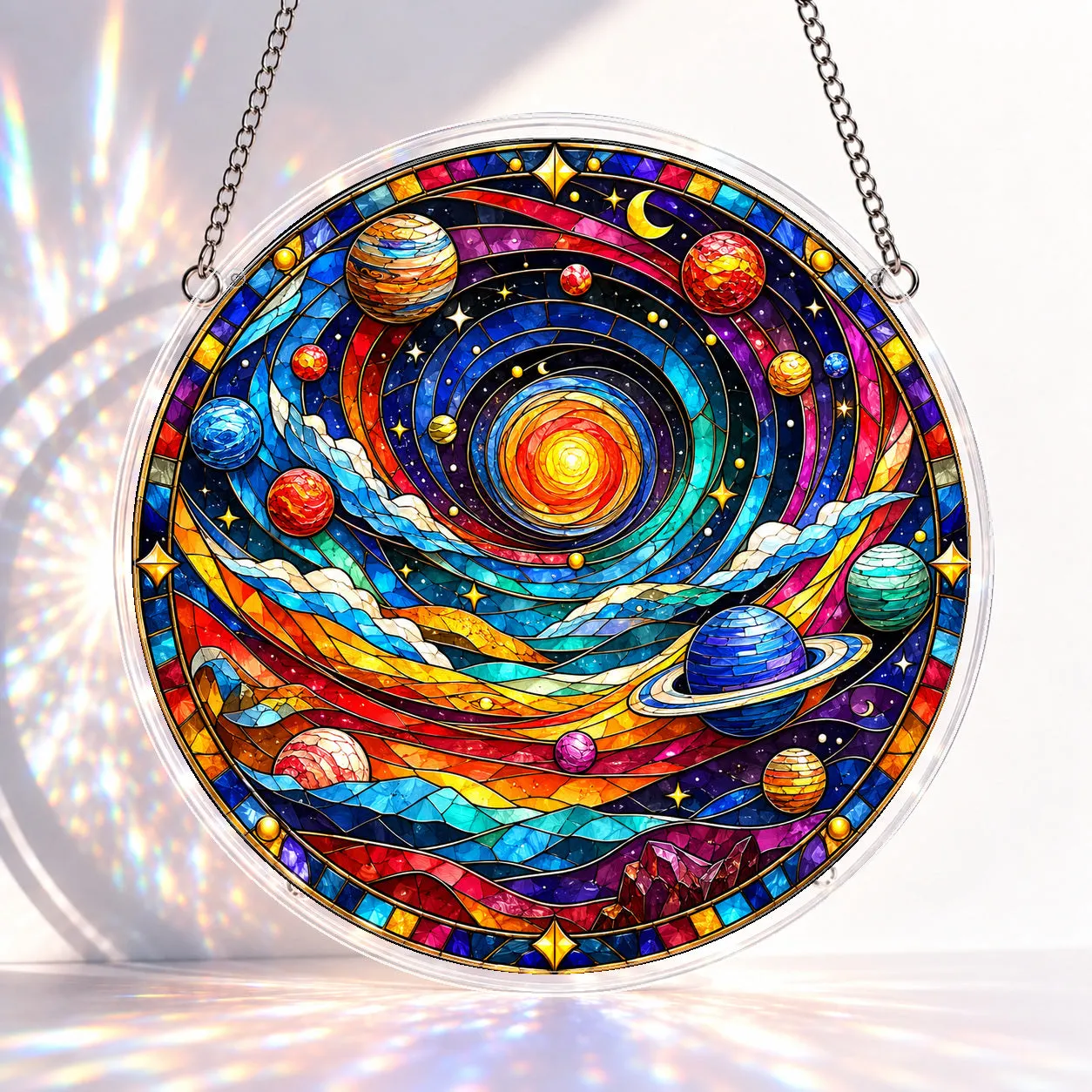 Celestial Solar System Stained Glass Suncatcher Puzzle