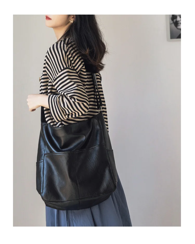 Soft Leather Crossbody Tote
