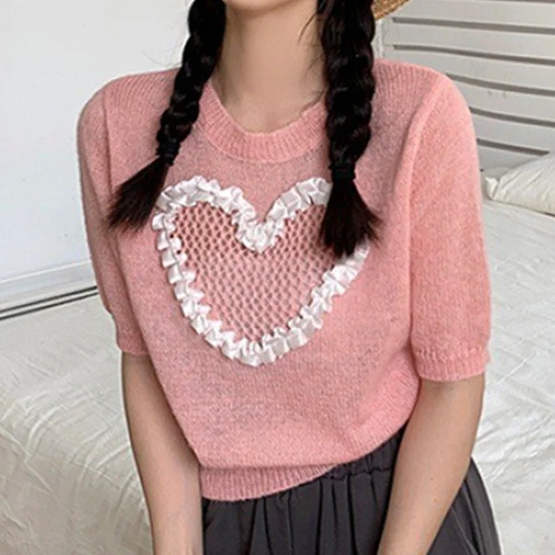 Ueong Ueong New Design Sense Female Minority Korean Chic Sweater Sweater Love Bottom Shirt Jacket