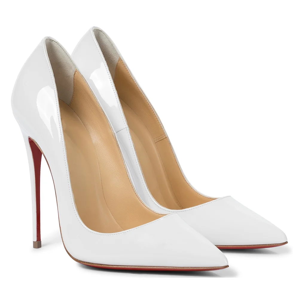 White Shoes Red Bottom Women's Party Wedding Heels Pumps-MERUMOTE