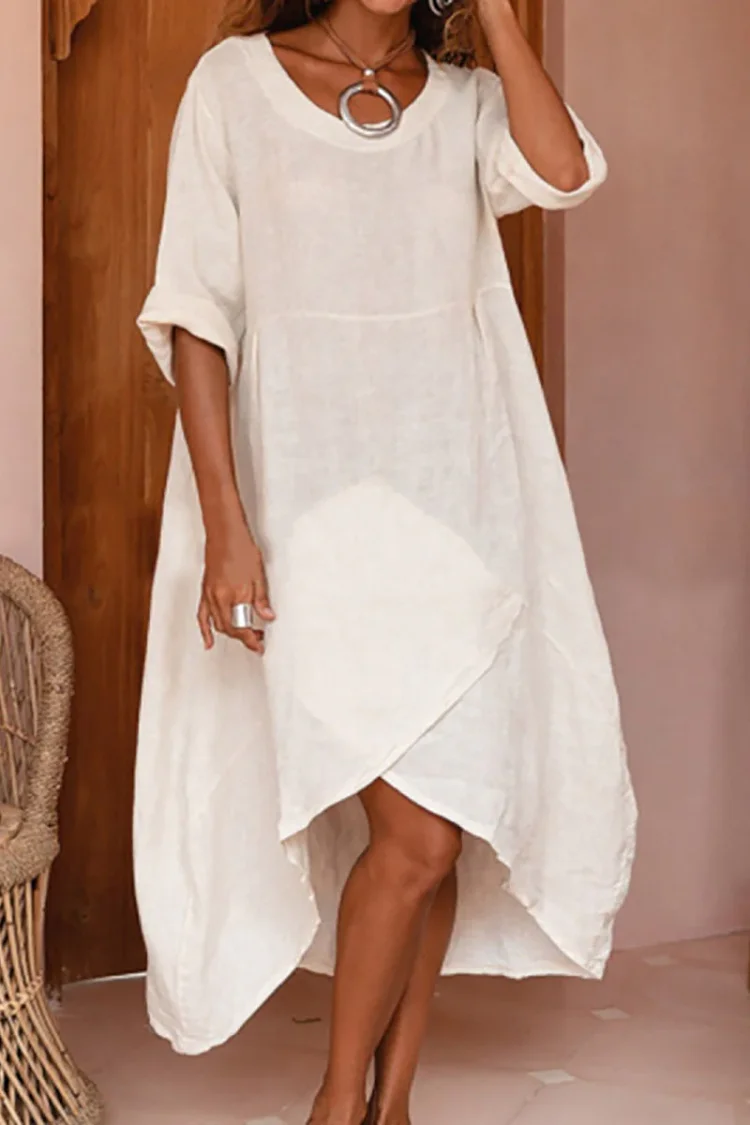 Irregularity Hem O Neck Loose Dress