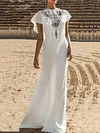 White Color Lace Split-Joint Flared Sleeves Wedding Maxi Dress