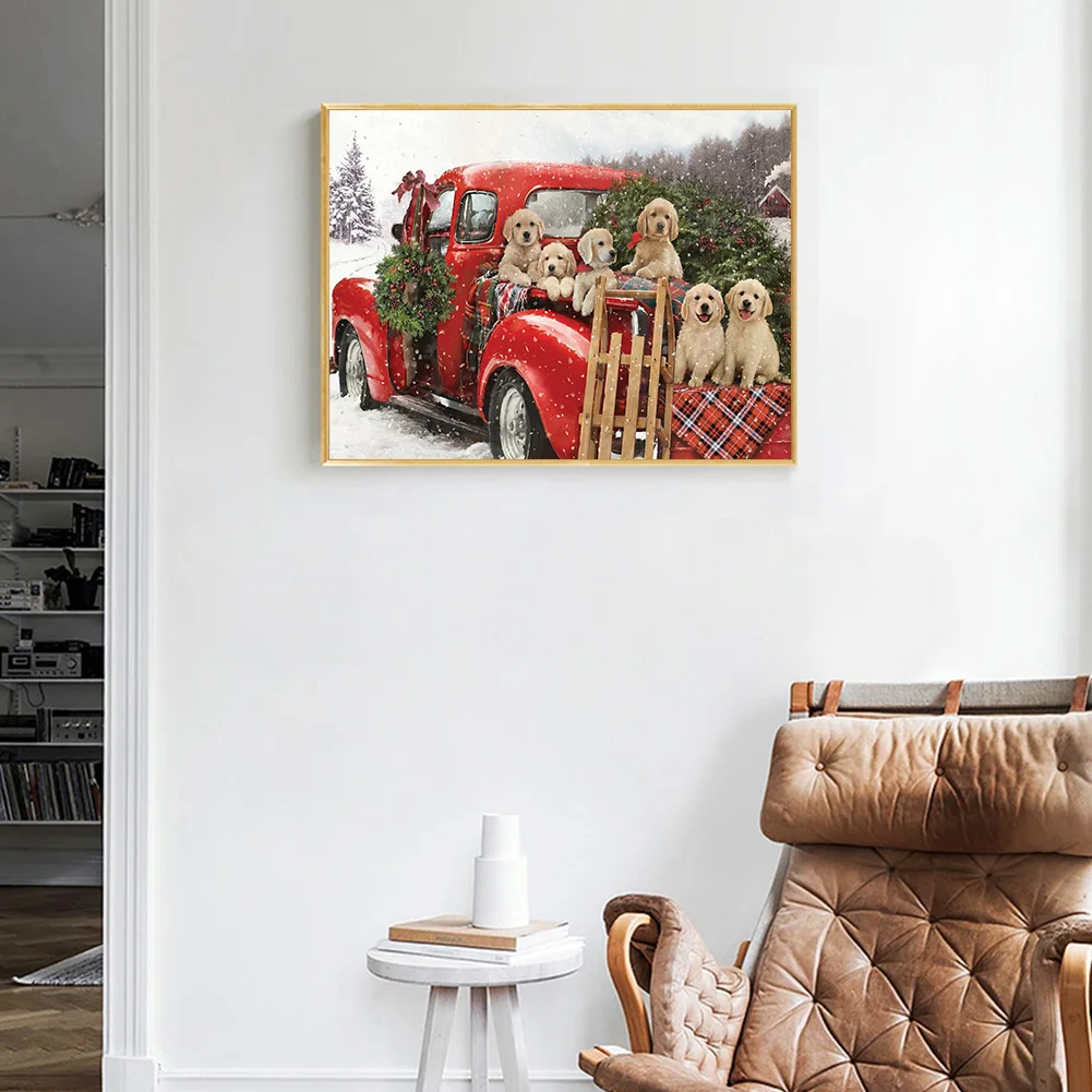 Diamond Painting - Full Round Drill - Christmas Dog