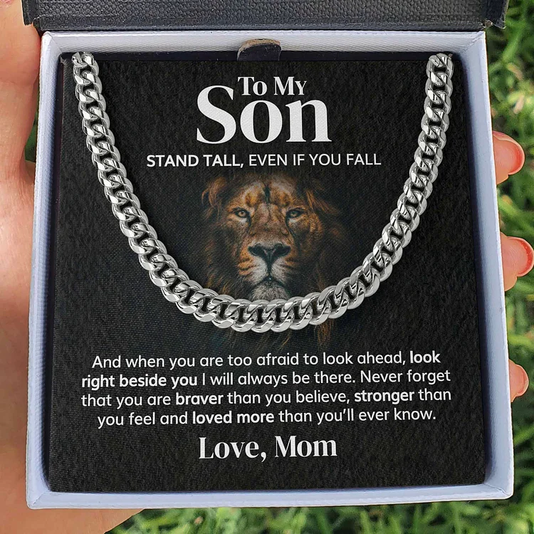 To My Son from Mom Cuban Chain Necklace Stainless Steel Necklace Warm Gift