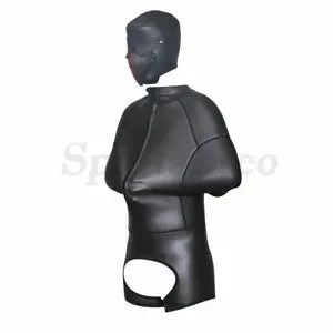 pornhint Pornhint Constraint Bag Neoprene Catsuit Straitjacket Head Harness Hood Shackles Arm