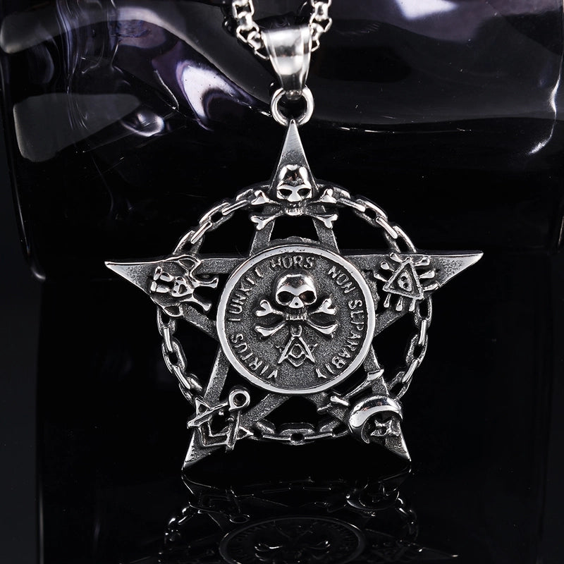 Hip-Hop Vintage Style Hexagram Skull 304 Stainless Steel Halloween Unisex