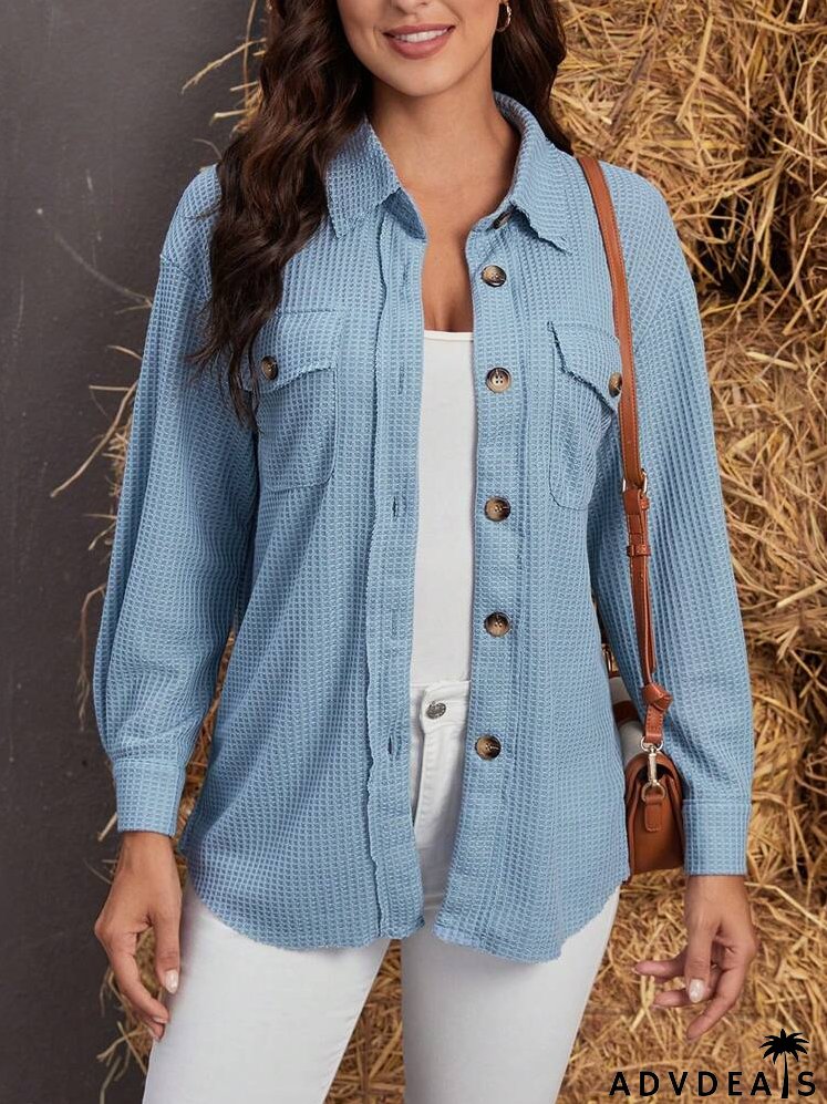 Flap Pocket Drop Shoulder Button Front Coat