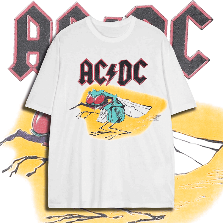Davidhawaii100% Cotton Casual Street Retro Cartoon Mosquito Rock Double-sided White T-shirt - 100% Cotton