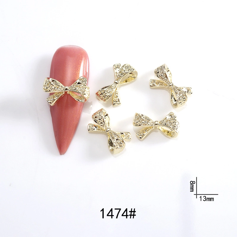 Lz Japanese Internet Celebrant Hot Manicure Diamond Bow Three-dimensional Metal Gold And Silver Super Flash Nail Jewelry Bow Tie
