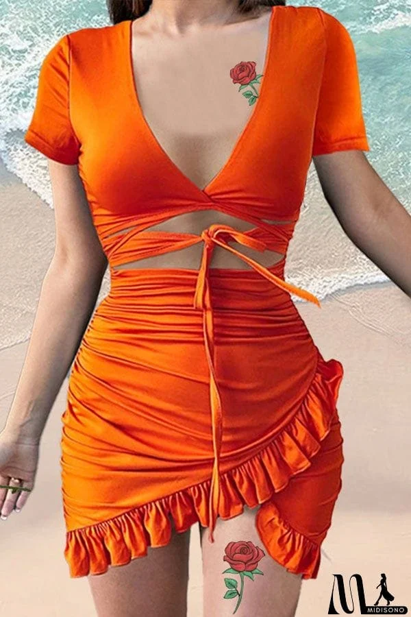 MidiSono - V-Neck Printed Wrap Dress