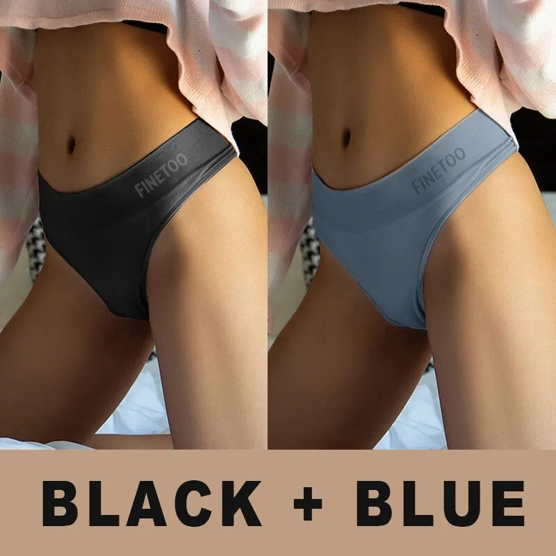 M-2XL Bodyshaper Panties Women Underwear 2PCS/Set Panties Female Lingerie Sexy G-string Underpants Solid Color Pantys Body Slim