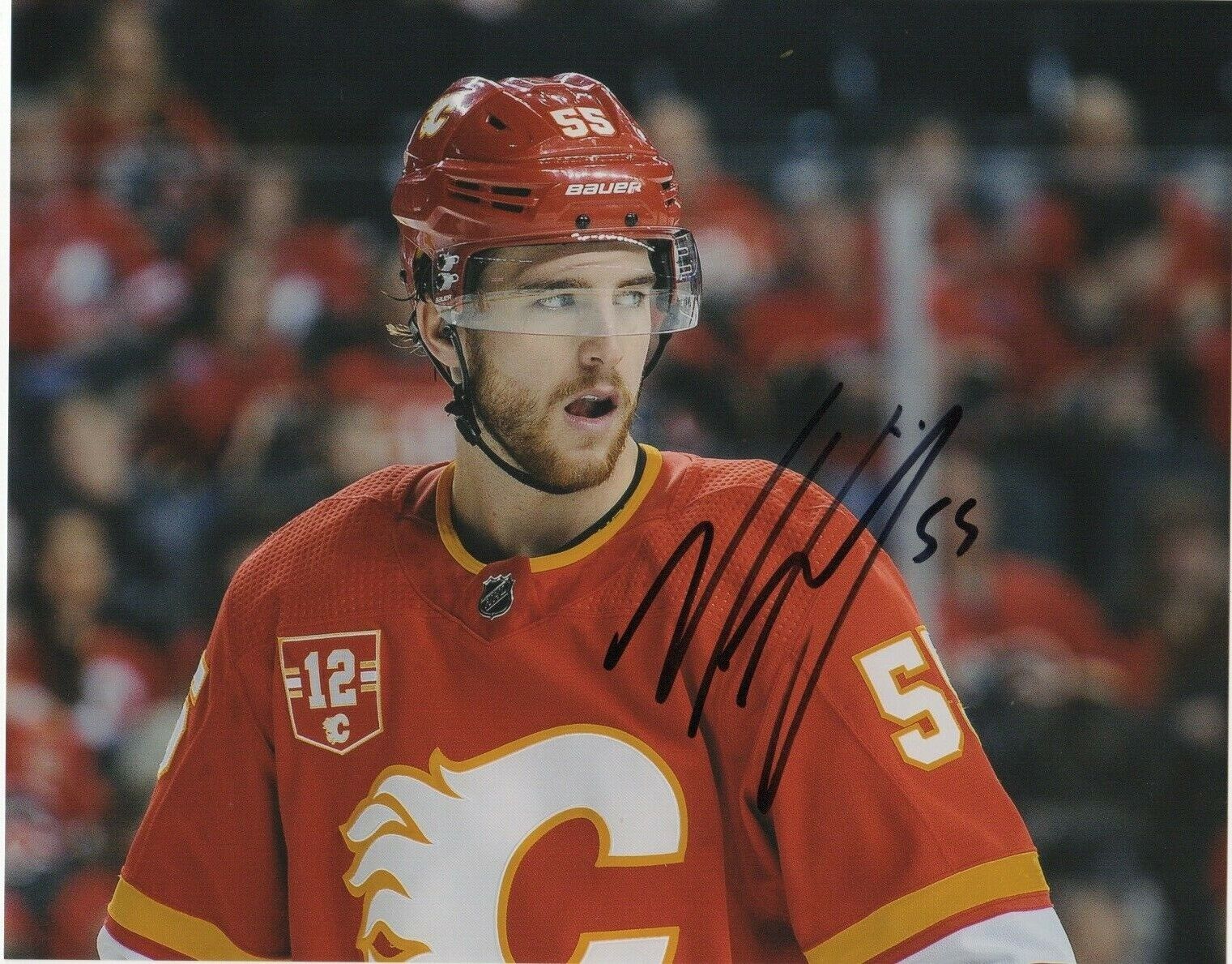 Calgary Flames Noah Hanifin Signed Autographed 8x10 NHL Photo Poster painting COA #4