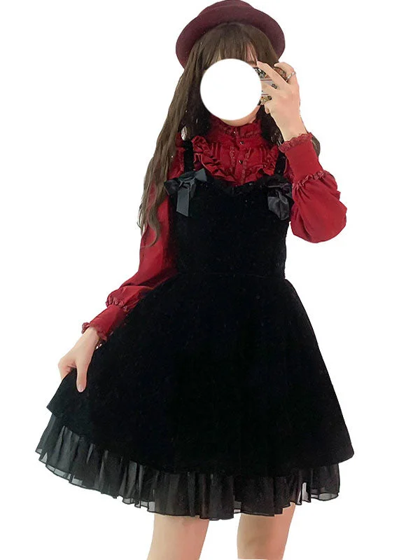 Classic Black Cosplay Lolita Dress-elleschic