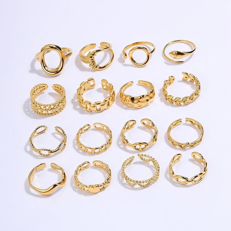 Elegant Minimalist Classic Style Solid Color 304 Stainless Steel Zircon Inlay Open Rings