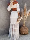Irregular Clipping Off-The-Shoulder Maxi Dress