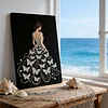 (30x40cm)DIY Pearl Painting Framed Dress Girl Handmade Pearl Material Art Kit Living Room Decor