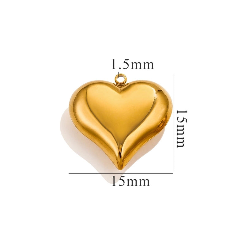 1 Piece 15*15mm Titanium Steel Heart Shape Pendant Jewelry Accessories