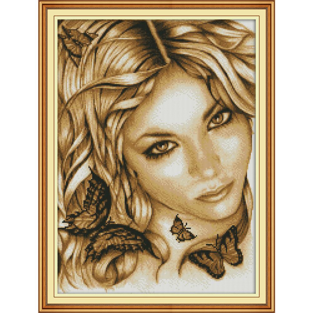 

Beauty And Butterfly - 14CT Stamped Cross Stitch - 48*36cm, 501 Original