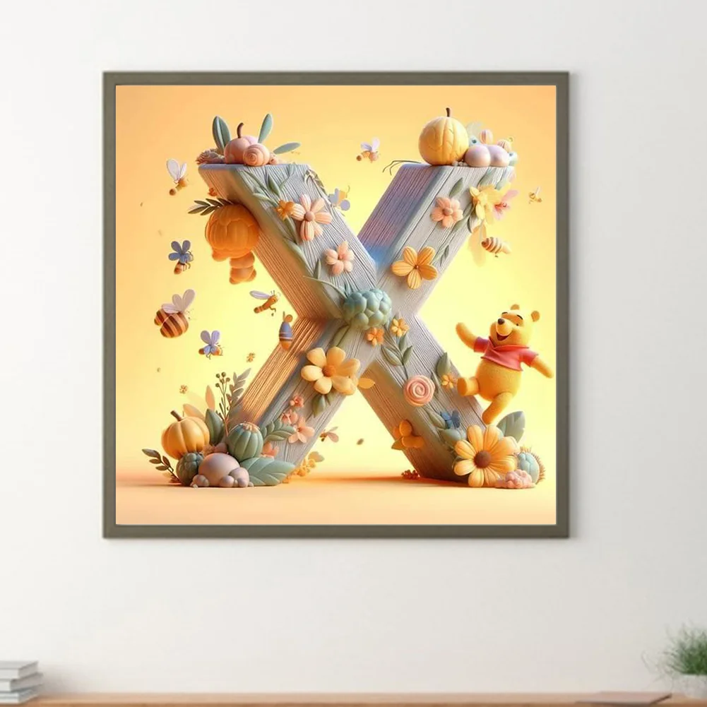 Full Round Diamond Painting 30*30cm - Winnie The Pooh'S 26 Letters X